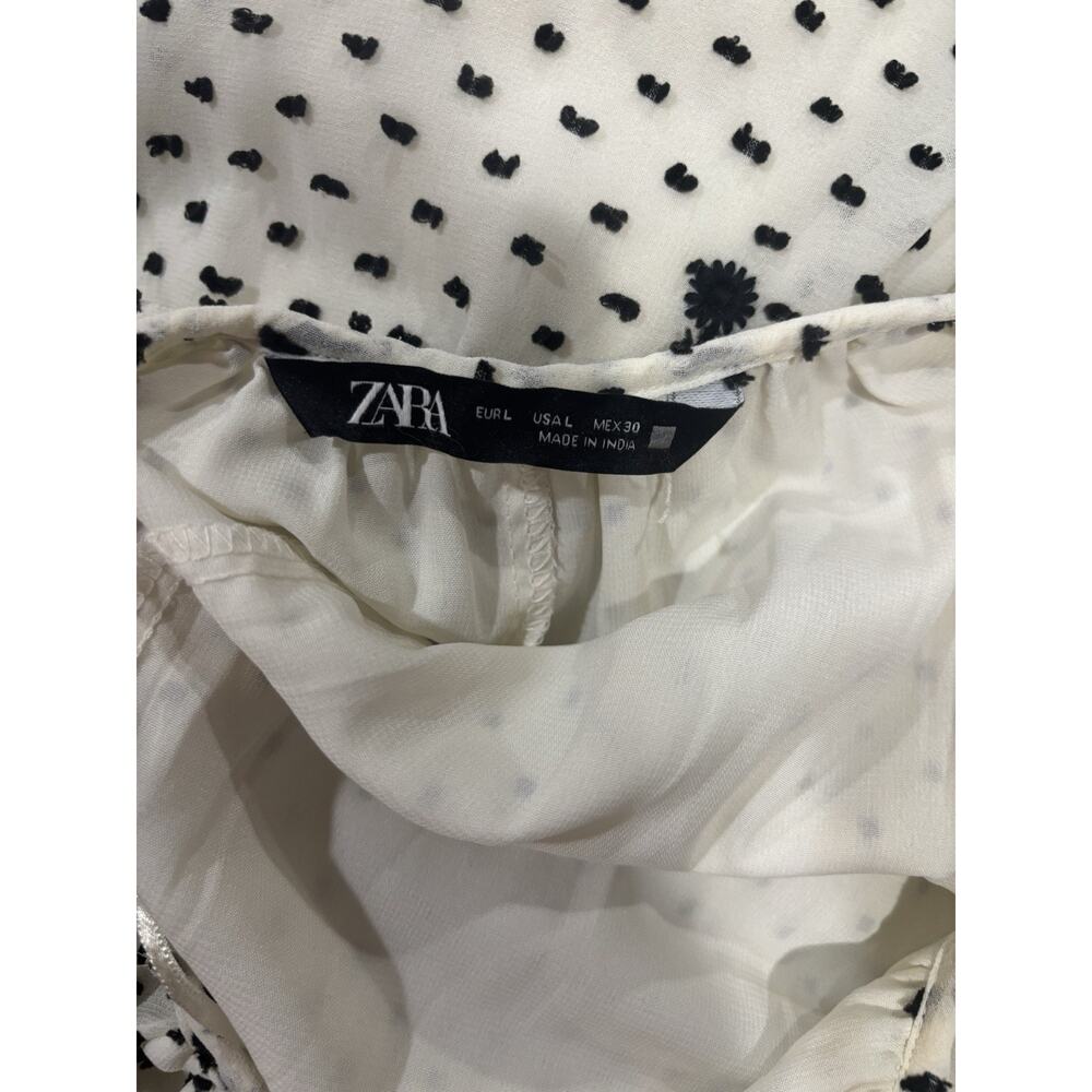 Zara Women’s Dotted Mesh Oversized Midi Dress Cottagecore in White L - Picture 5 of 6